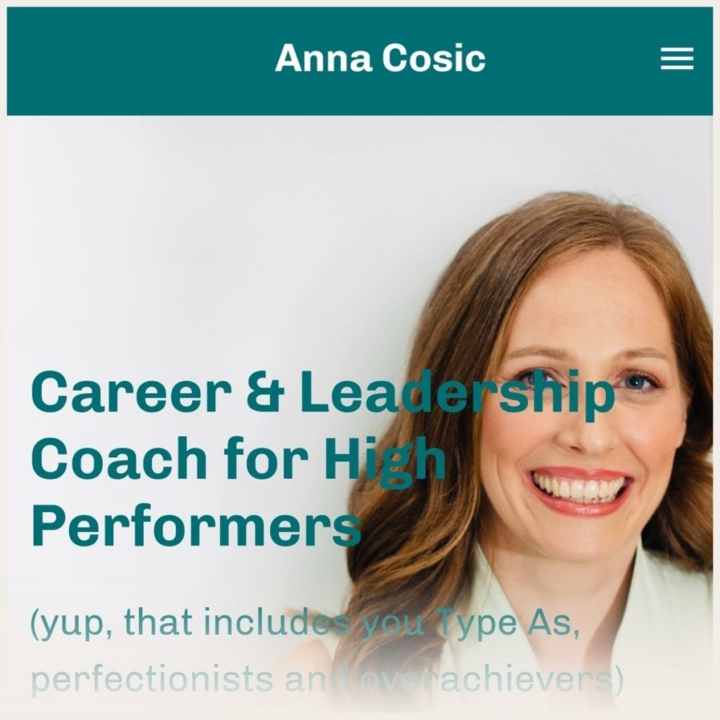 Screenshot of Anna Cosic's website