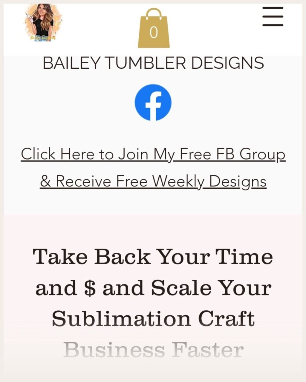 Screenshot of Bailey tumbler design website