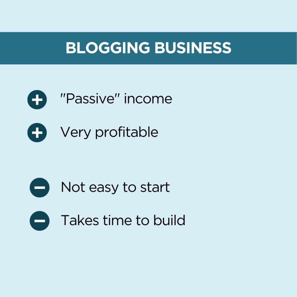 Image of pros and cons of a blogging business