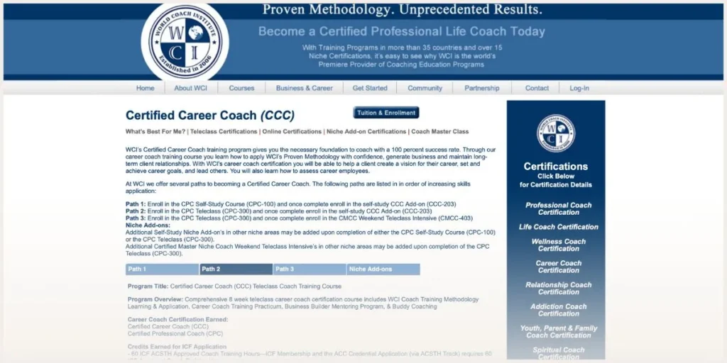 Screenshot of CCC website 