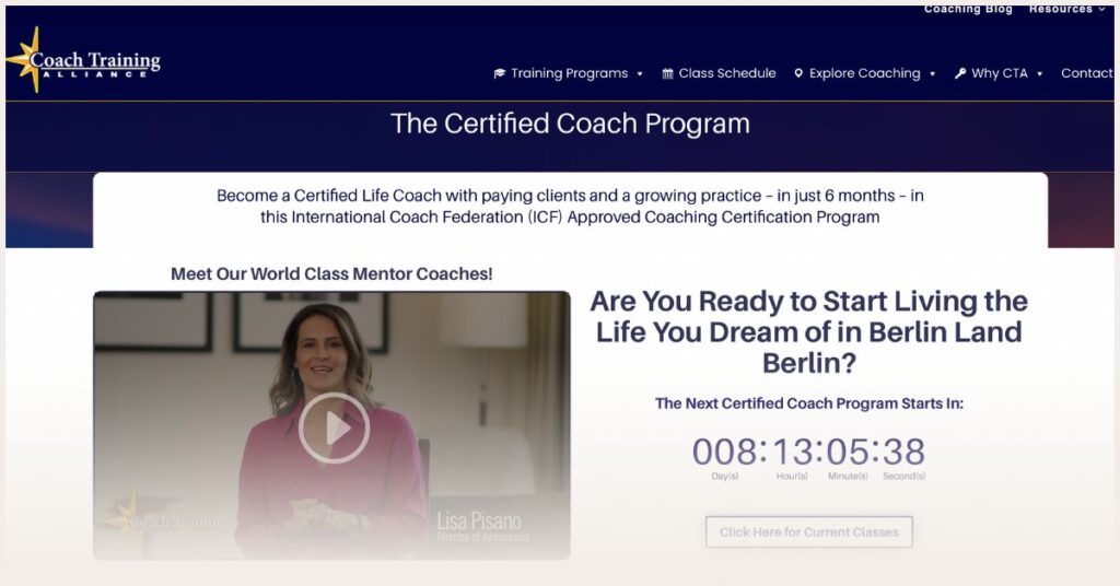 Screenshot of Coach Training Alliance program page