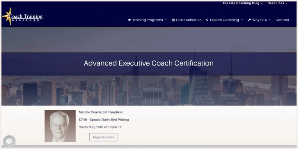 Screenshot of Coach Training Alliance website