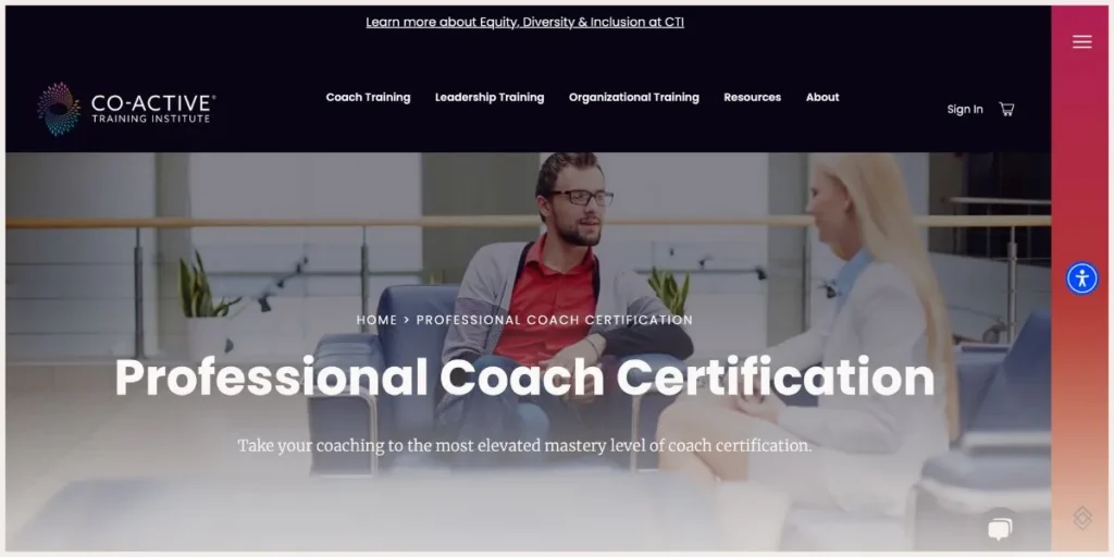 Screenshot of Co-Active Coaching website