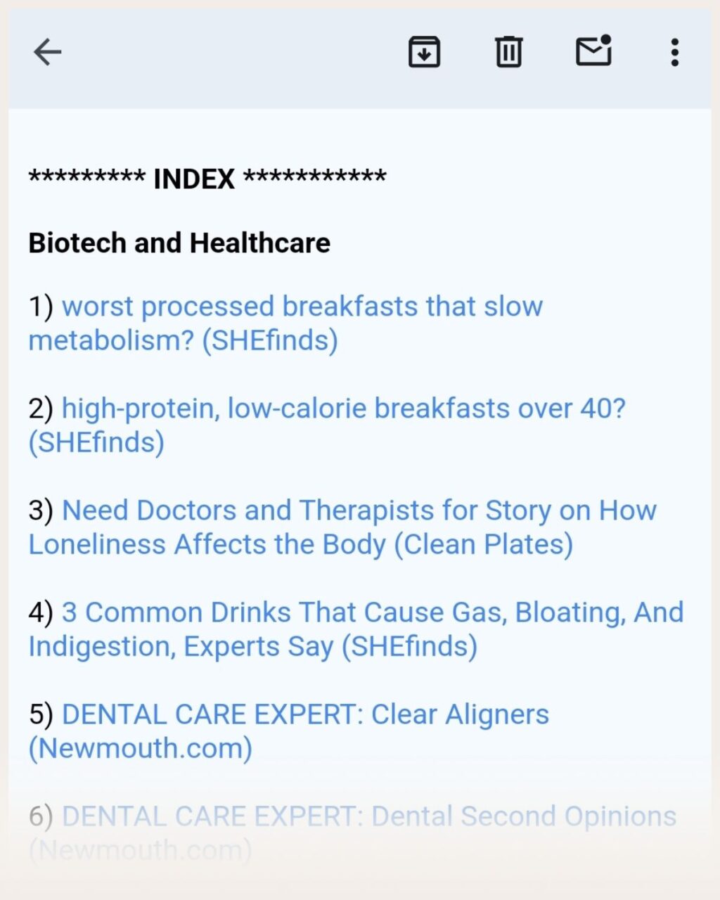 Screenshot of connectively newsletter