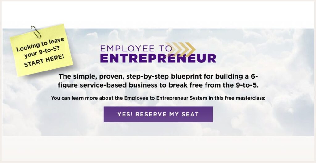 Employee to Entrepreneur Course Page