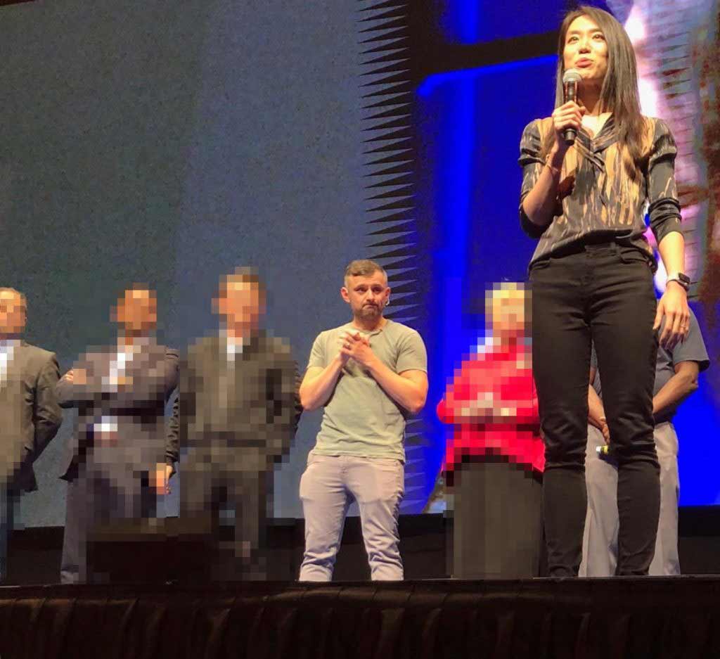 Photo of Luisa Zhou speaking at Gary Vaynerchuk's event