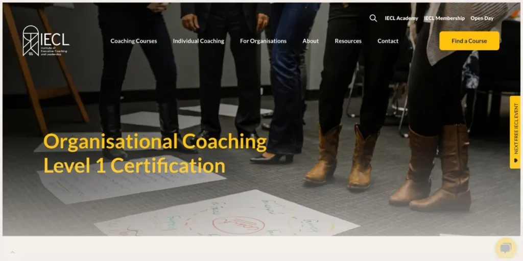 Screenshot of the Institute of Executive Coaching and Leadership website 