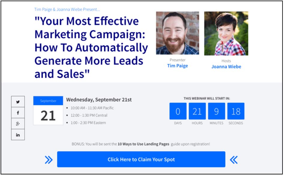 Leadpages landing page
