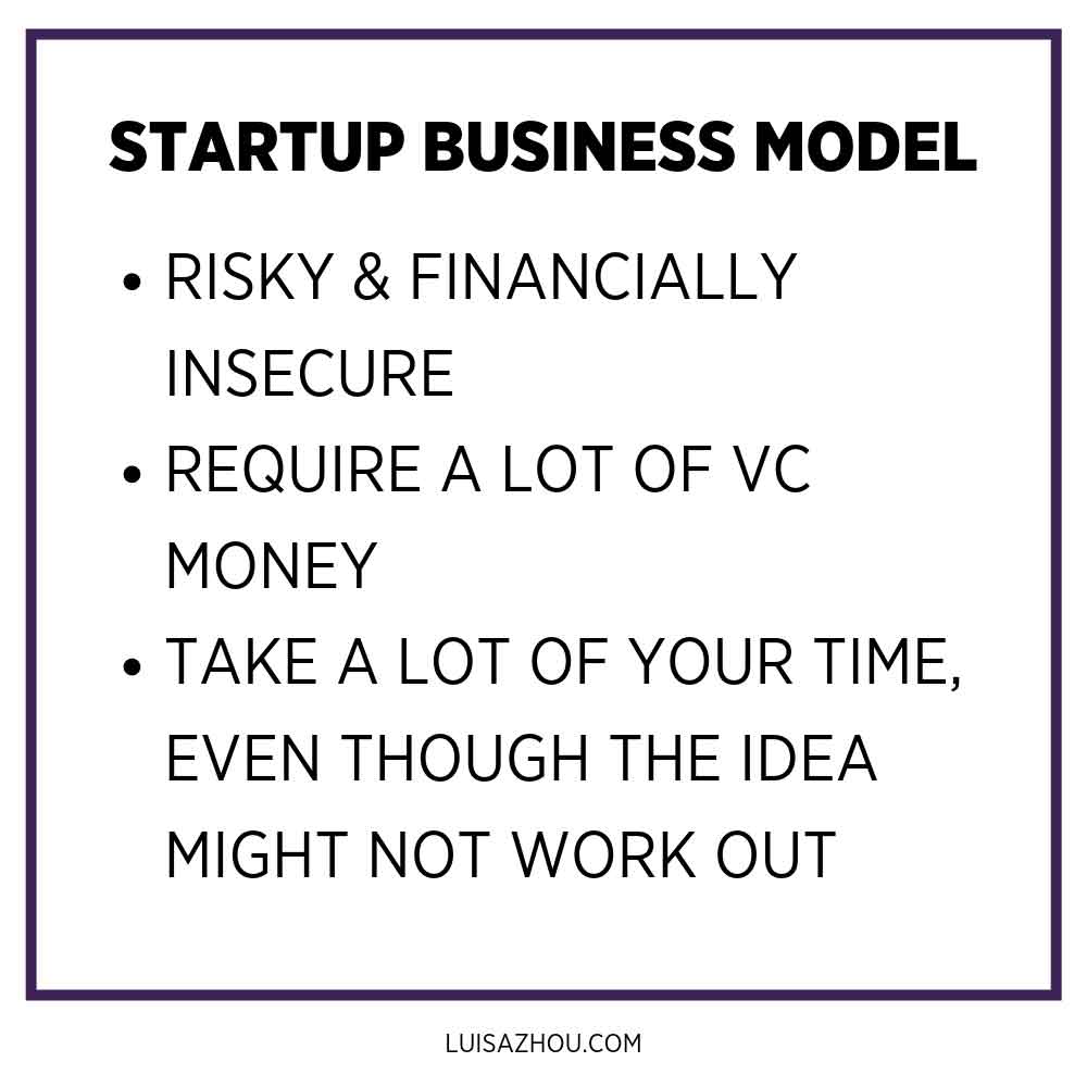 startup business model table