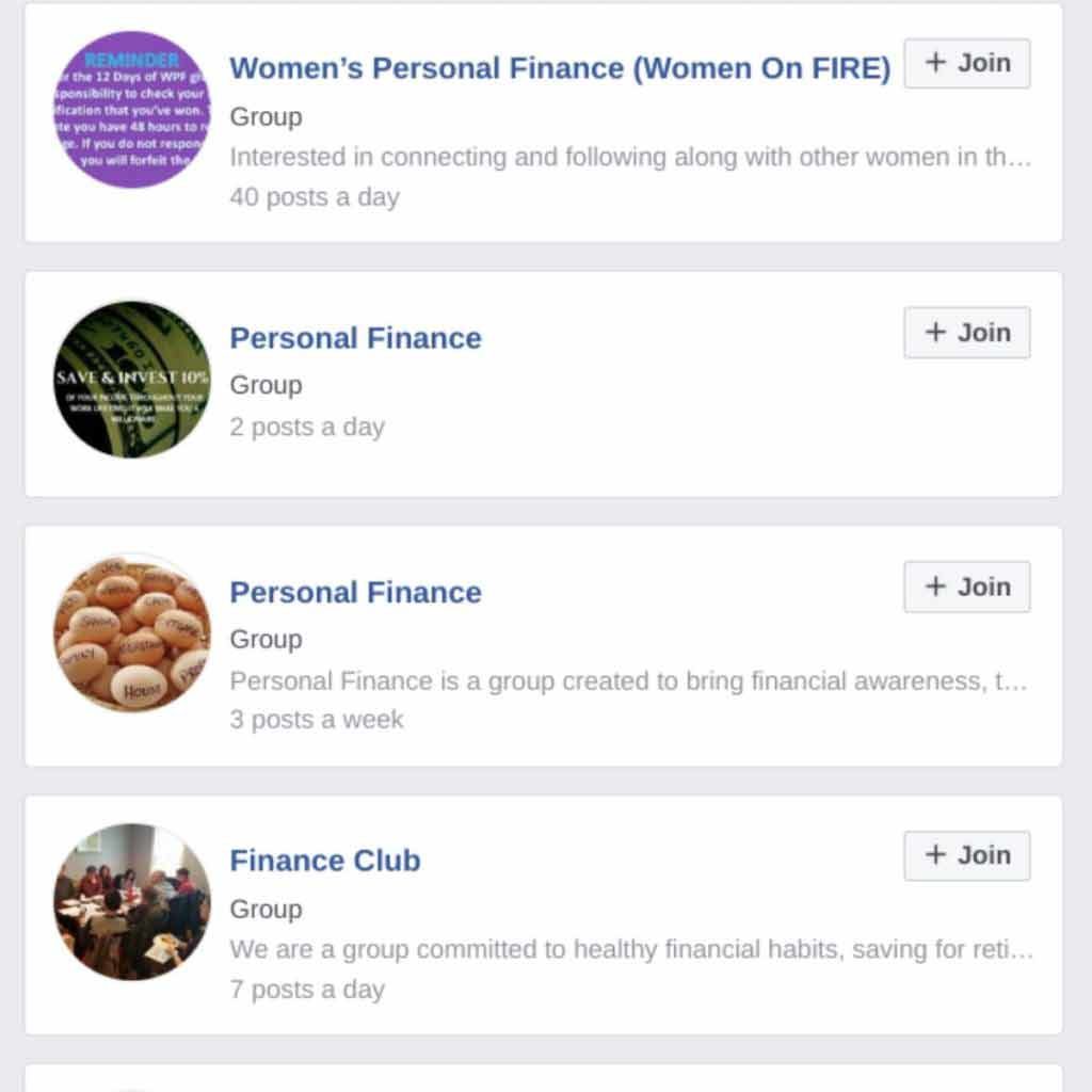 Facebook group overview