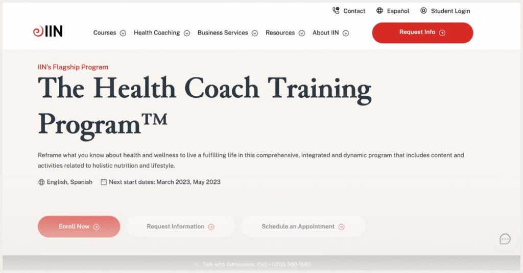 Screenshot of Institute for Integrative Nutrition (IIN) Health Coach Training Program