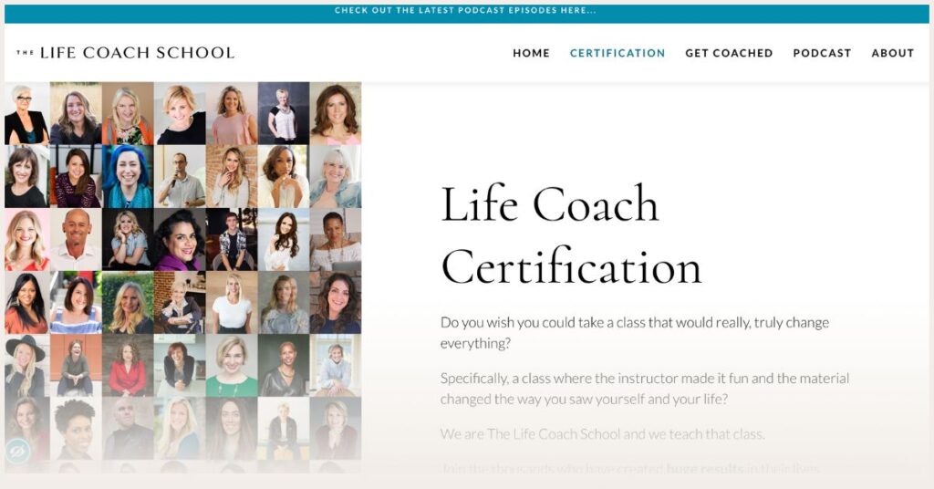 Screenshot of Life Coach School program