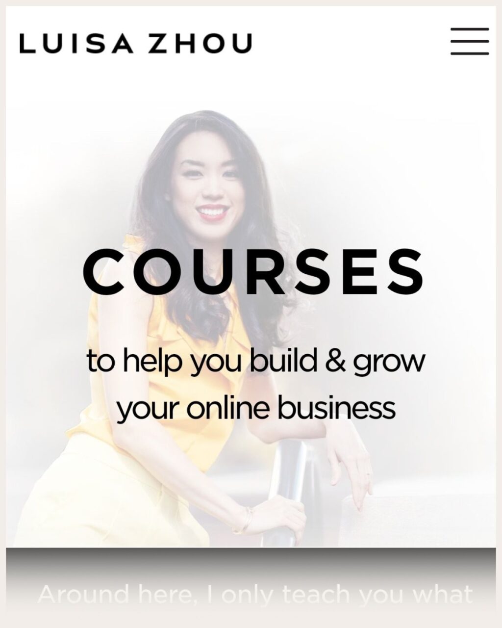 Screenshot of Luisa Zhou course page