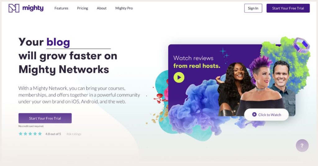 Screenshot of Might Networks website