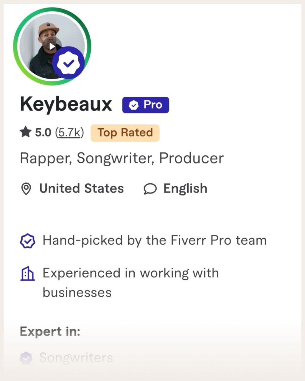 Screenshot of Mike Burton Fiverr profile