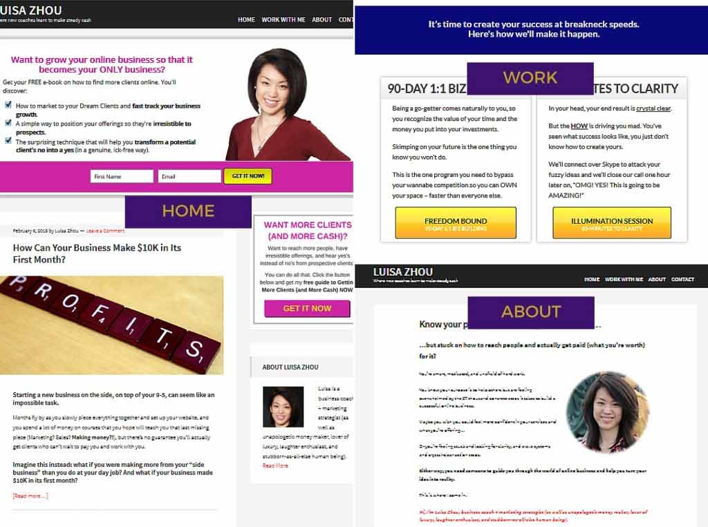 Screenshot of Luisa Zhou's old website