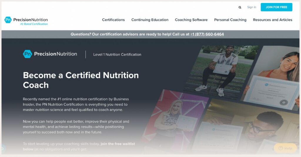 Screenshot of Precision Nutrition certification