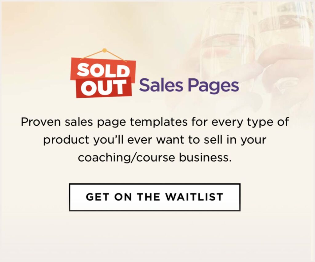 Screenshot of sold out sales pages course