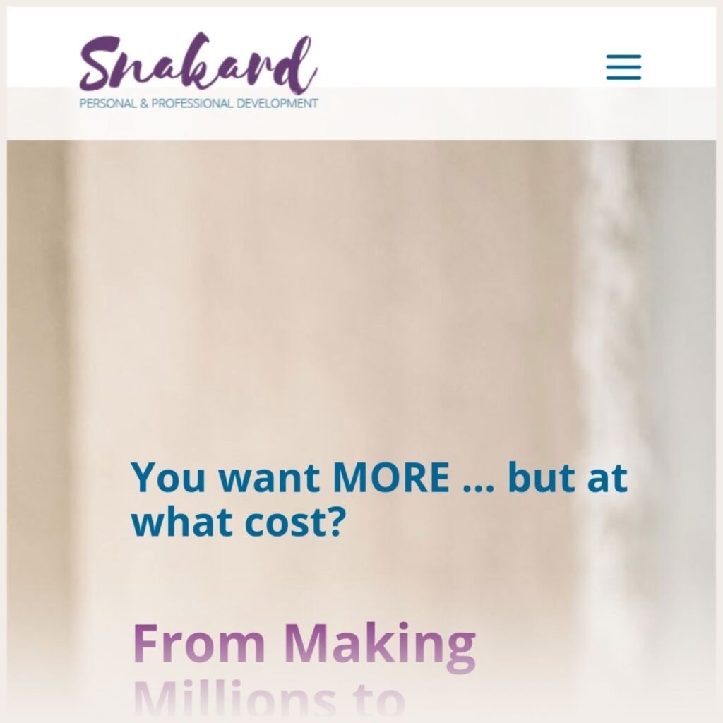 Screenshot of Spencer Snakard mindset coaching website 
