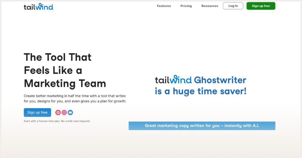 Screenshot of Tailwind website 