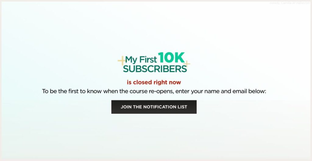 Screenshot of my first 10k subscribers course page
